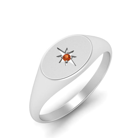 Oval Starburst Signet Ring