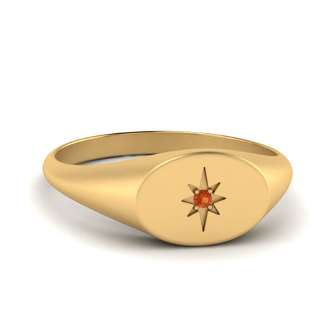 Oval Starburst Signet Ring