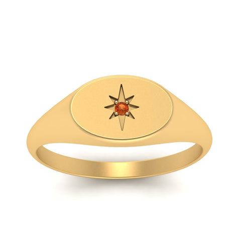 Oval Starburst Signet Ring