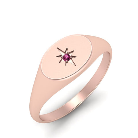 Oval Starburst Signet Ring