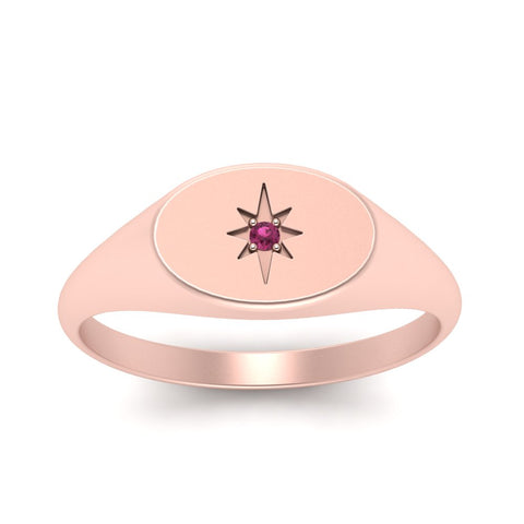 Oval Starburst Signet Ring