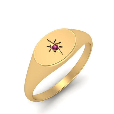 Oval Starburst Signet Ring
