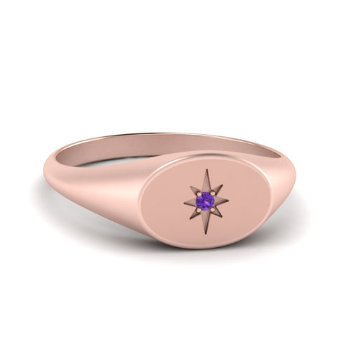 Oval Starburst Signet Ring