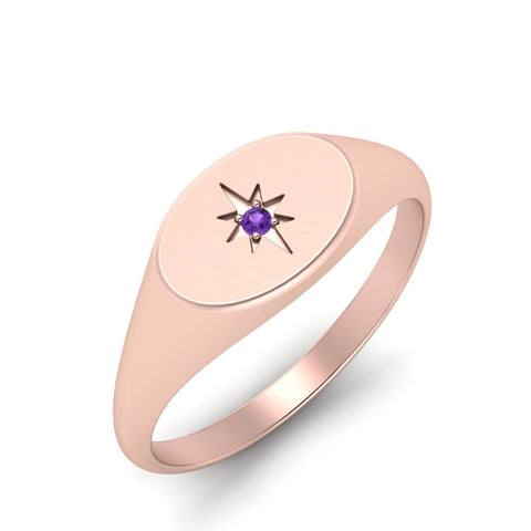 Oval Starburst Signet Ring