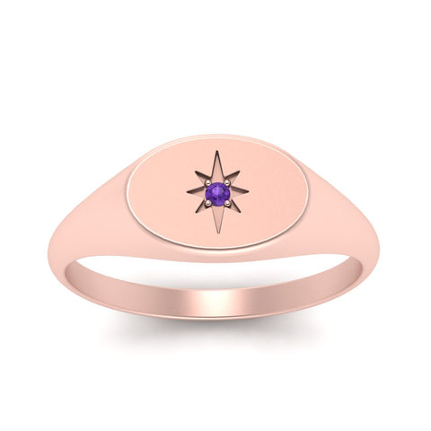 Oval Starburst Signet Ring