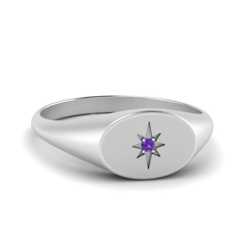 Oval Starburst Signet Ring