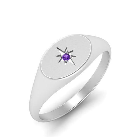Oval Starburst Signet Ring