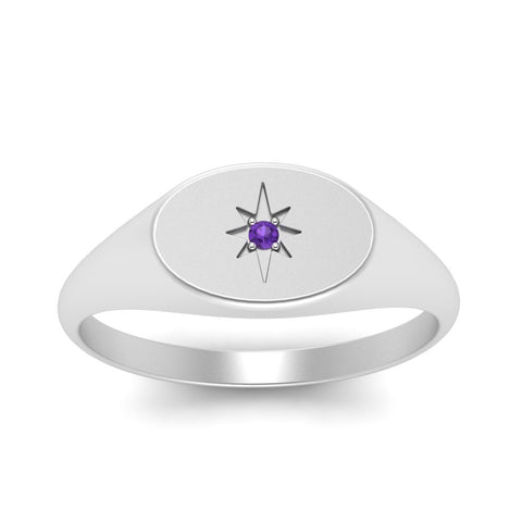 Oval Starburst Signet Ring