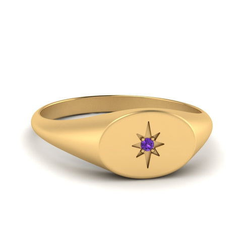 Oval Starburst Signet Ring
