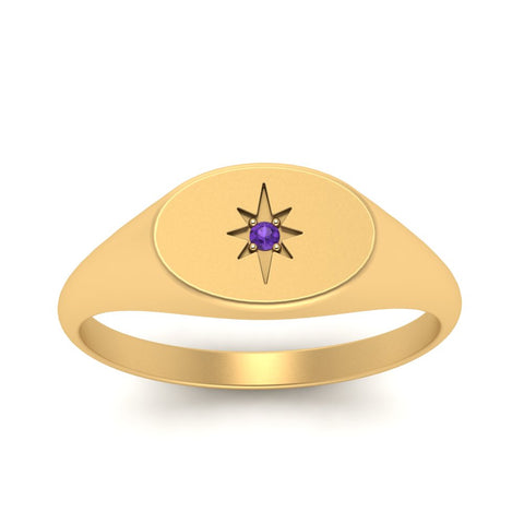 Oval Starburst Signet Ring