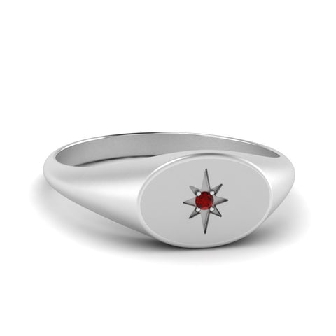 Oval Starburst Signet Ring