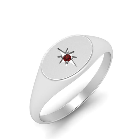 Oval Starburst Signet Ring