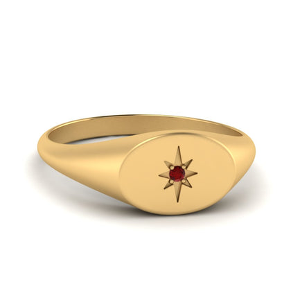 Oval Starburst Signet Ring