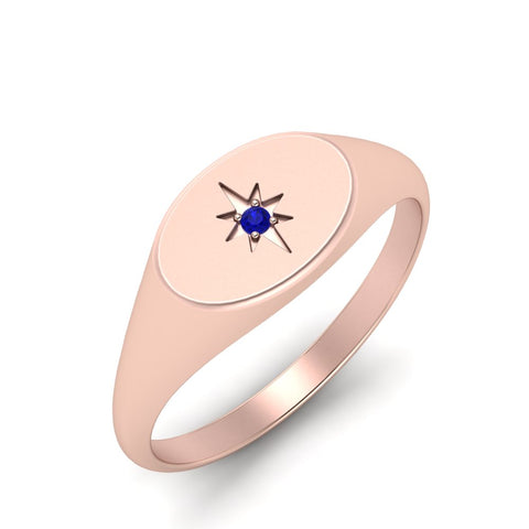 Oval Starburst Signet Ring
