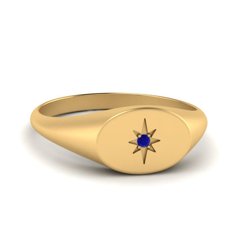 Oval Starburst Signet Ring