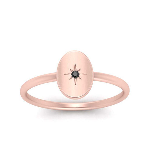 Oval Starburst Gold And Diamond Signet Ring