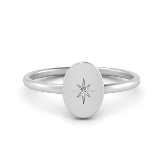 Oval Starburst Gold And Diamond Signet Ring