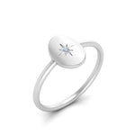 Load image into Gallery viewer, Oval Starburst Gold And Diamond Signet Ring
