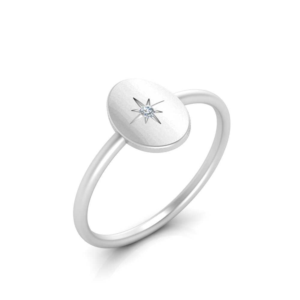 Oval Starburst Gold And Diamond Signet Ring