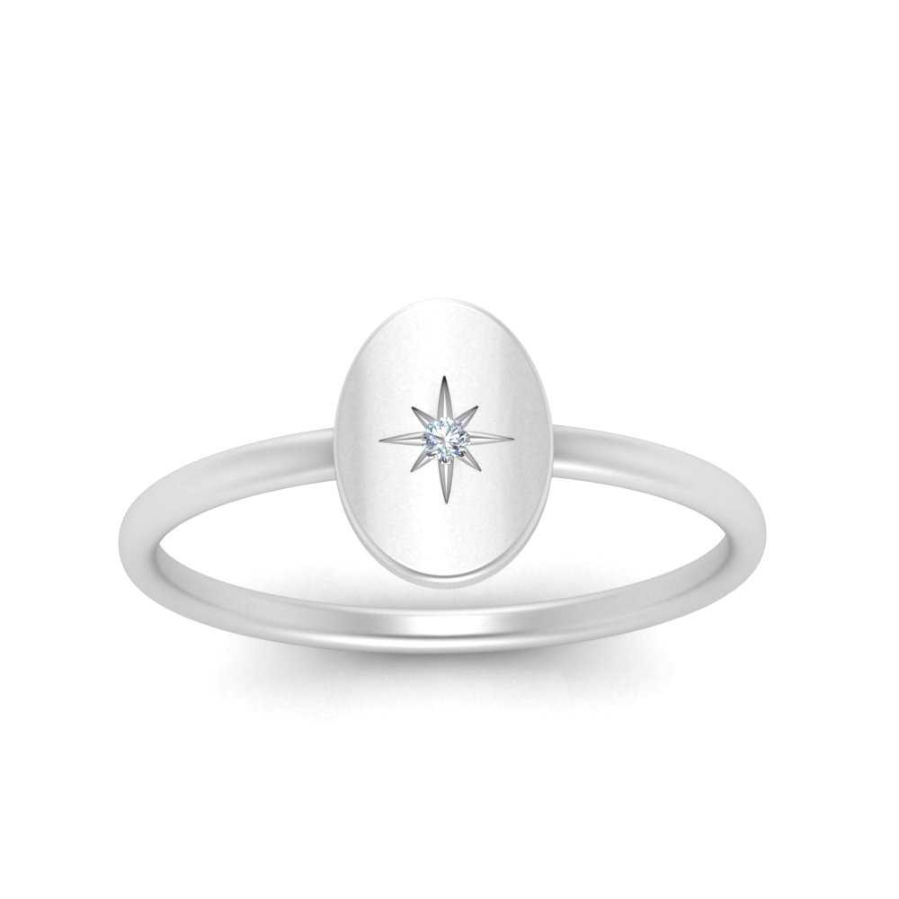 Oval Starburst Gold And Diamond Signet Ring