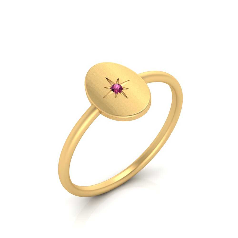 Oval Starburst Gold And Diamond Signet Ring