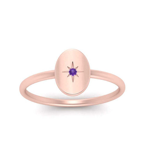 Oval Starburst Gold And Diamond Signet Ring