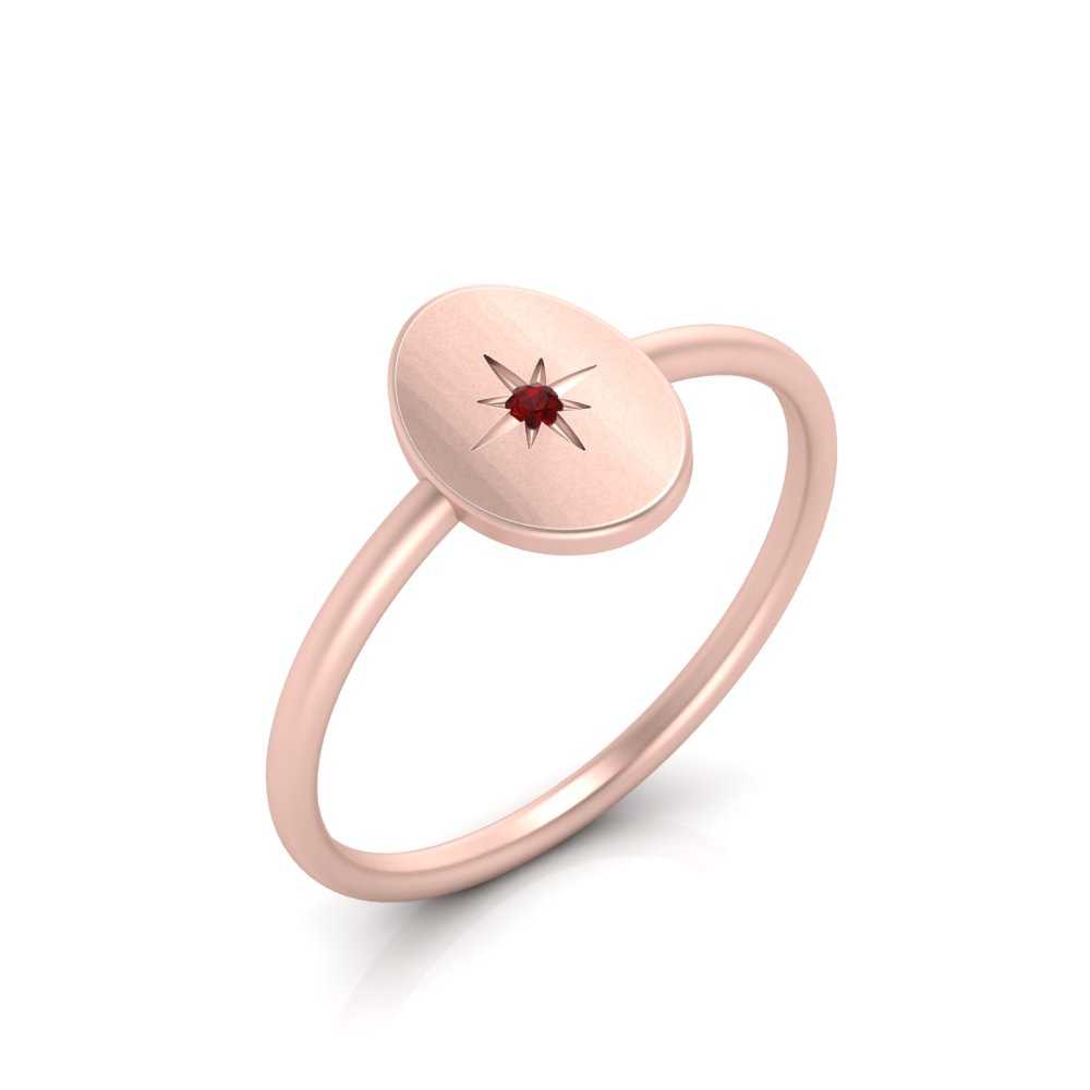 Oval Starburst Gold And Diamond Signet Ring