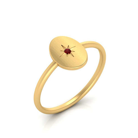 Oval Starburst Gold And Diamond Signet Ring