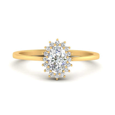 Oval Sunflower Halo Diamond Engagement Ring