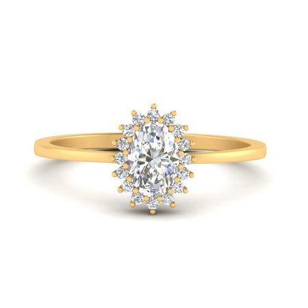 Oval Sunflower Halo Diamond Engagement Ring