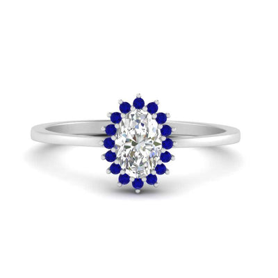 Oval Sunflower Halo Diamond Engagement Ring