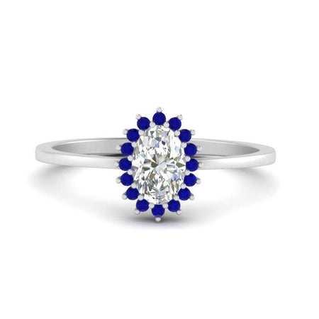 Oval Sunflower Halo Diamond Engagement Ring