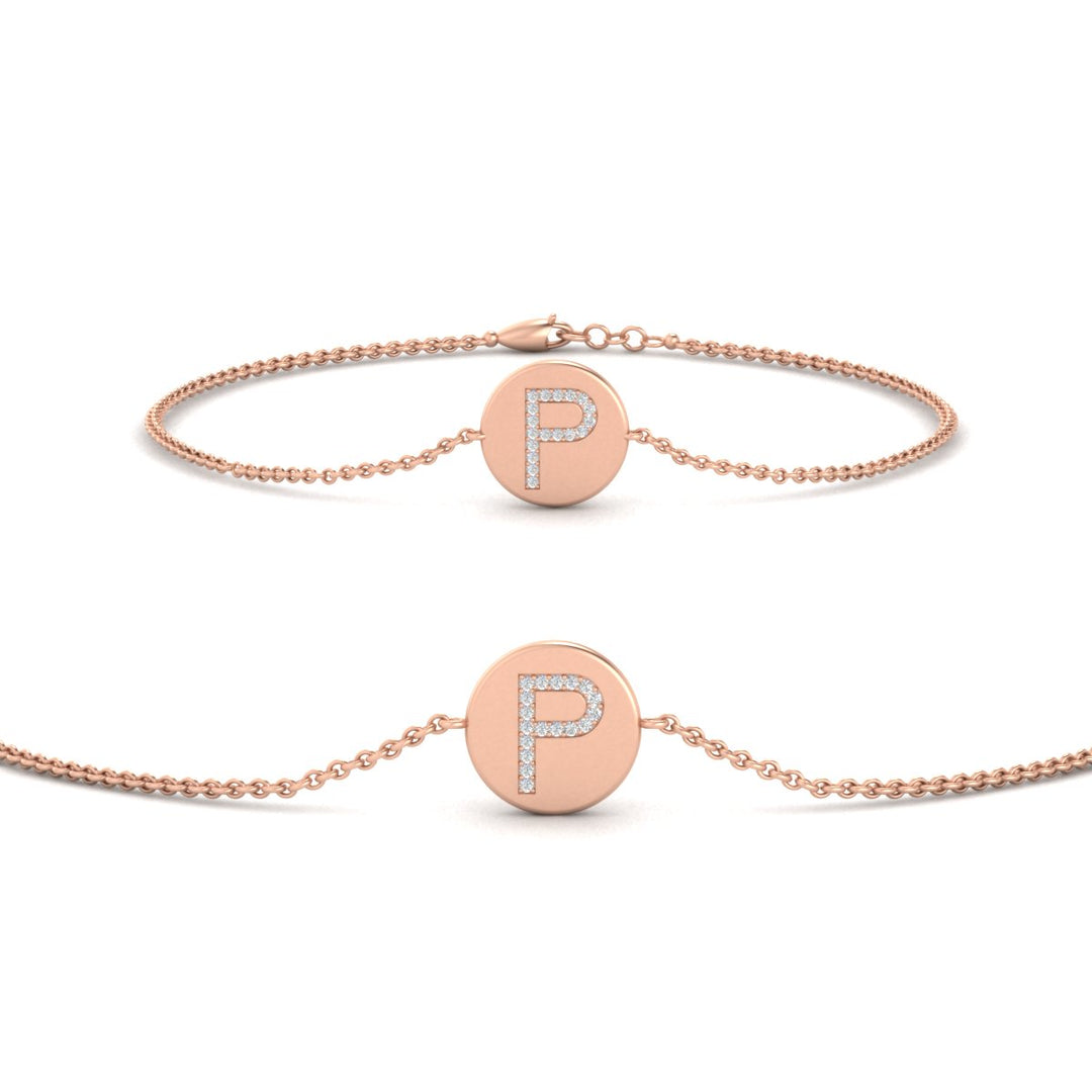 Alphabet disc diamond bracelet