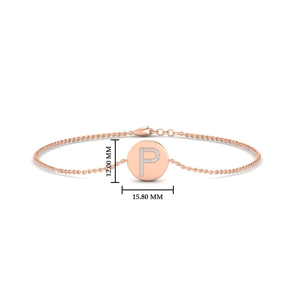 Alphabet disc diamond bracelet