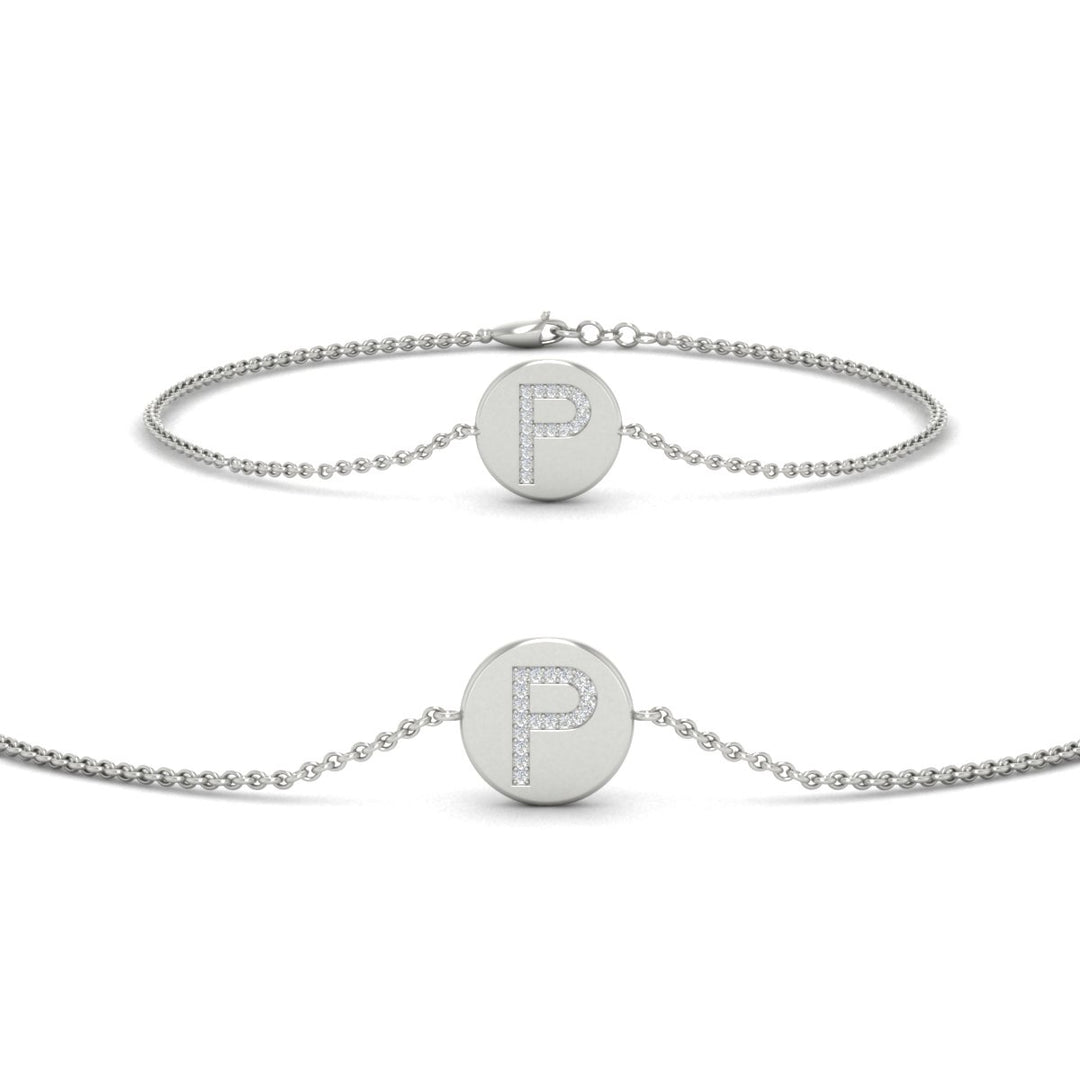 Alphabet disc diamond bracelet
