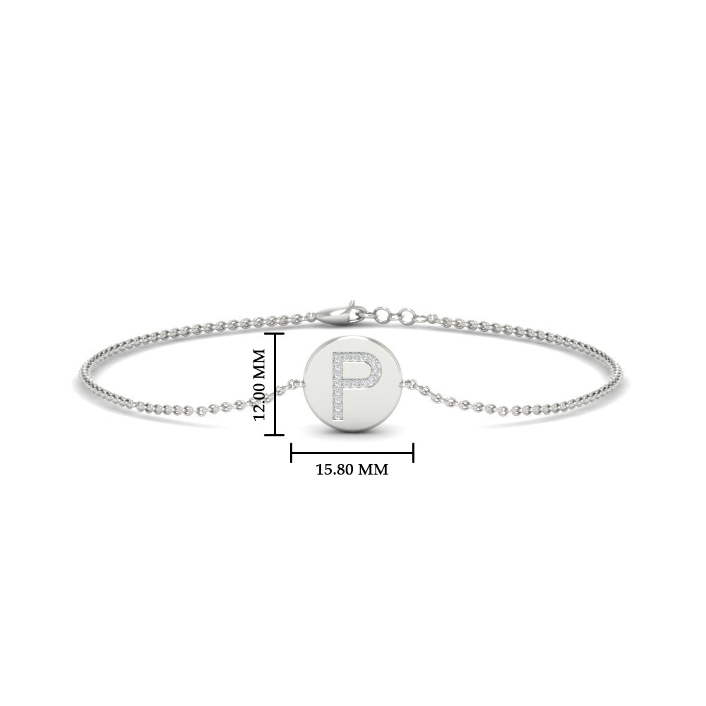 Alphabet disc diamond bracelet