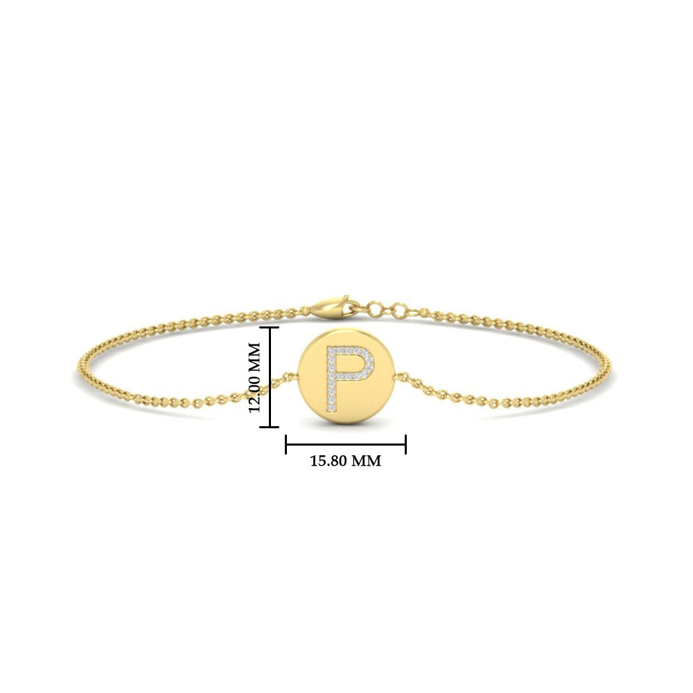 Alphabet disc diamond bracelet