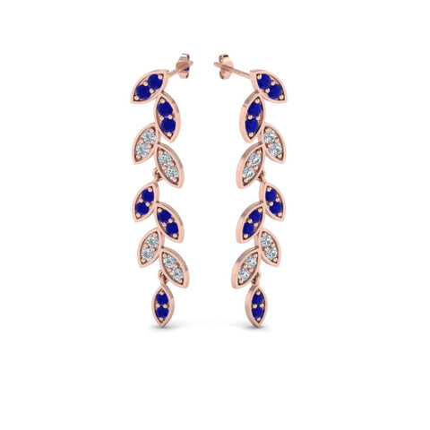 pave-diamond-leaf-drop-earring-with-blue-sapphire-in-14K-rose-gold-FD-EAR8334GSABL-NL-RG