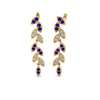 Load image into Gallery viewer, pave-diamond-leaf-drop-earring-with-blue-sapphire-in-14K-yellow-gold-FD-EAR8334GSABL-NL-YG