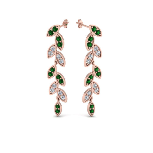 pave-diamond-leaf-drop-earring-with-emerald-in-14K-rose-gold-FD-EAR8334GEMGR-NL-RG