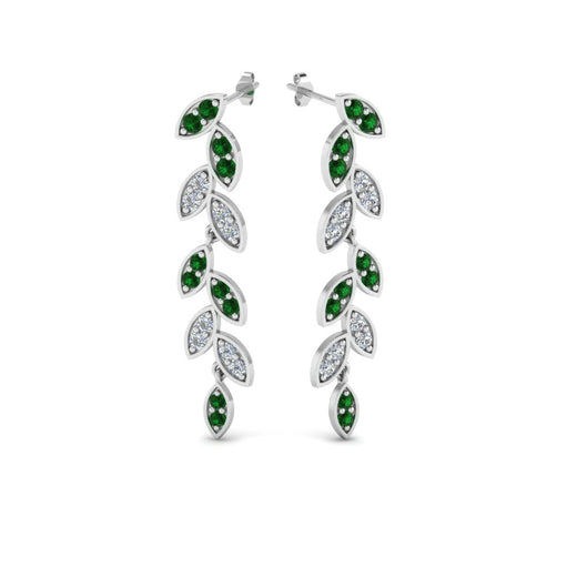 pave-diamond-leaf-drop-earring-with-emerald-in-14K-white-gold-FD-EAR8334GEMGR-NL-WG