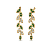 pave-diamond-leaf-drop-earring-with-emerald-in-14K-yellow-gold-FD-EAR8334GEMGR-NL-YG
