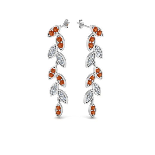 pave-diamond-leaf-drop-earring-with-orange-sapphire-in-14K-white-gold-FD-EAR8334GSAOR-NL-WG