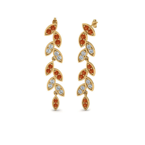 pave-diamond-leaf-drop-earring-with-orange-sapphire-in-14K-yellow-gold-FD-EAR8334GSAOR-NL-YG