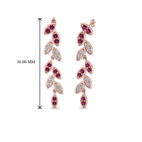 pave-diamond-leaf-drop-earring-with-pink-sapphire-in-14K-rose-gold-FD-EAR8334GSADRPI-NL-RG