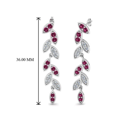 pave-diamond-leaf-drop-earring-with-pink-sapphire-in-14K-white-gold-FD-EAR8334GSADRPI-NL-WG