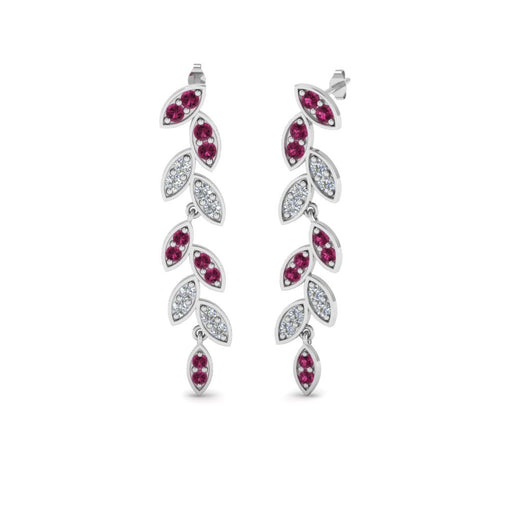 pave-diamond-leaf-drop-earring-with-pink-sapphire-in-14K-white-gold-FD-EAR8334GSADRPI-NL-WG