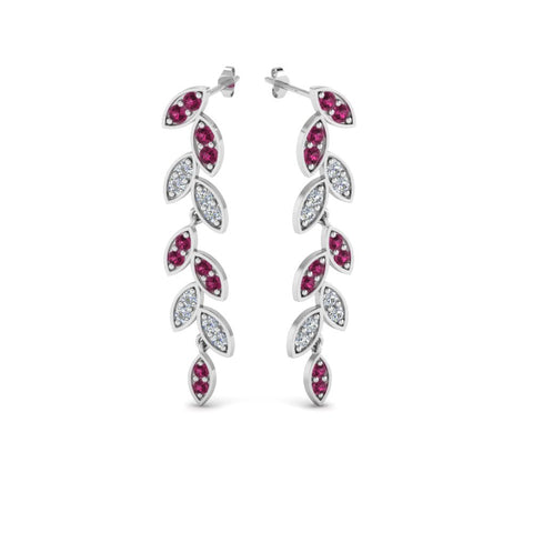 pave-diamond-leaf-drop-earring-with-pink-sapphire-in-14K-white-gold-FD-EAR8334GSADRPI-NL-WG