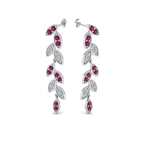 pave-diamond-leaf-drop-earring-with-pink-sapphire-in-14K-white-gold-FD-EAR8334GSADRPI-NL-WG