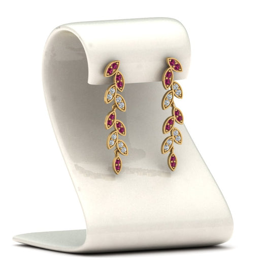 pave-diamond-leaf-drop-earring-with-pink-sapphire-in-14K-yellow-gold-FD-EAR8334GSADRPI-NL-YG